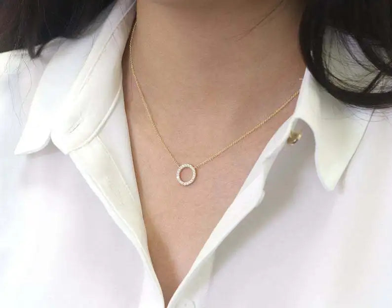 Women’s Golden Crystal Circle Necklace