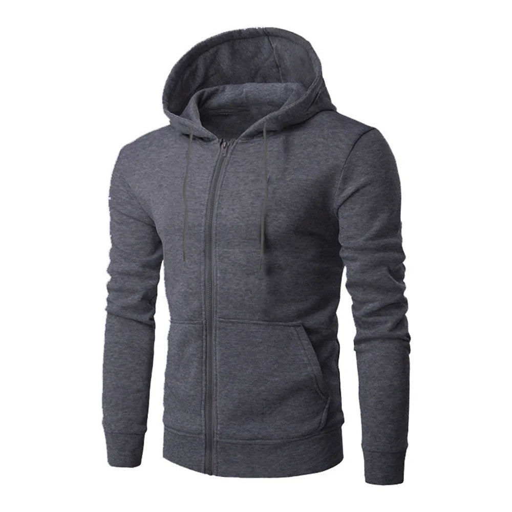 Men's Solid Color Hoodie Jacket