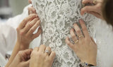 Women Elegant Pearl Wedding Dress Satin A-Line Gown
