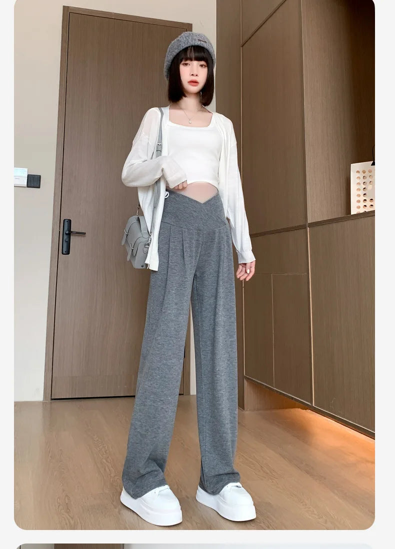 Wide-Leg Low-Waist Maternity Pants