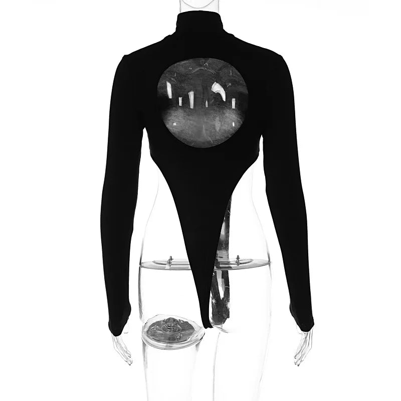 Solid Color Casual Bodysuit – Long Sleeve Jumpsuit