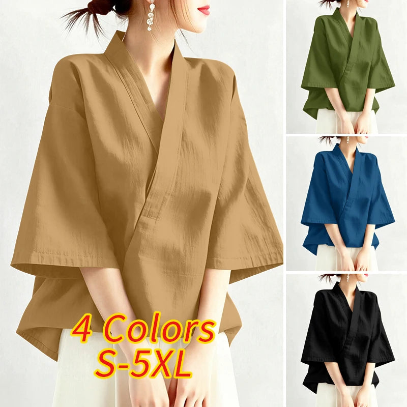 Kyoto Cross V-Neck Tunic Blouse