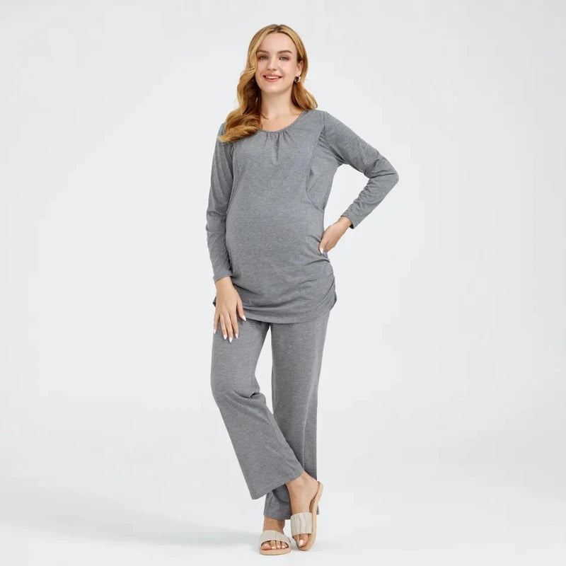 Long Sleeve Nursing Maternity Pajamas