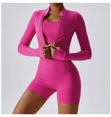 Women's Sexy Zip Long Sleeve Yoga Jacket – Workout Running Cycling Top