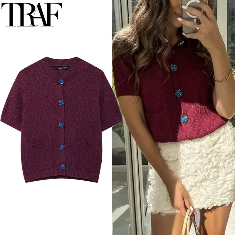 Women's Cropped Knit Cardigan Jacket