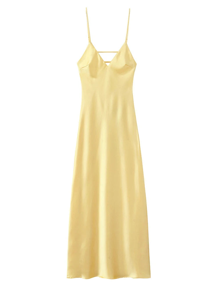 Golden Luxe Satin Maxi Dress