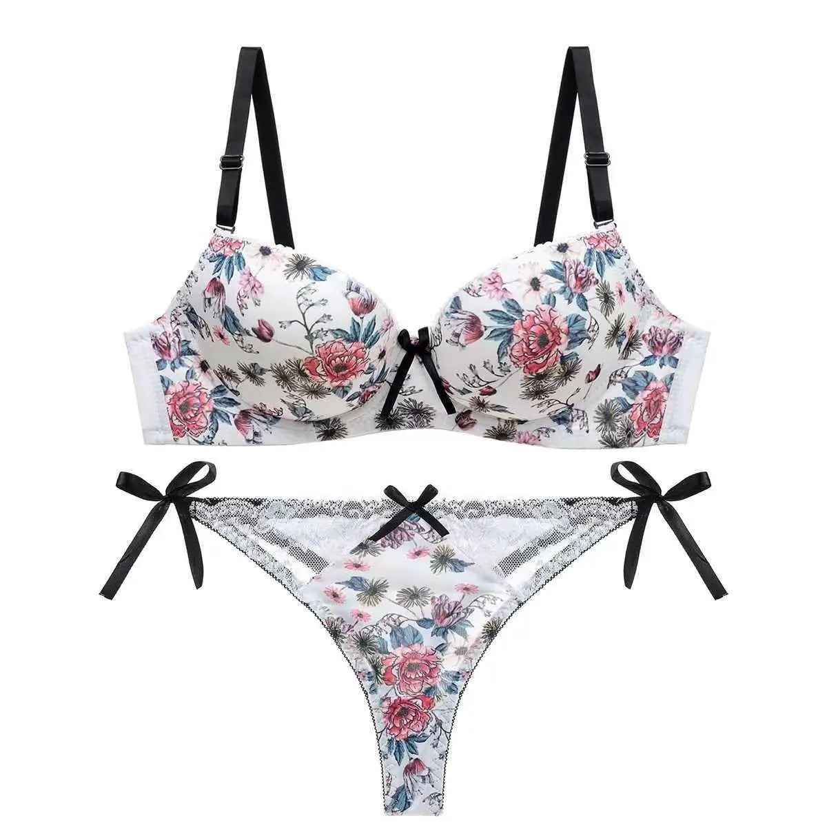 Women Lace Bow Lingerie Set