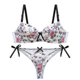 Women Lace Bow Lingerie Set