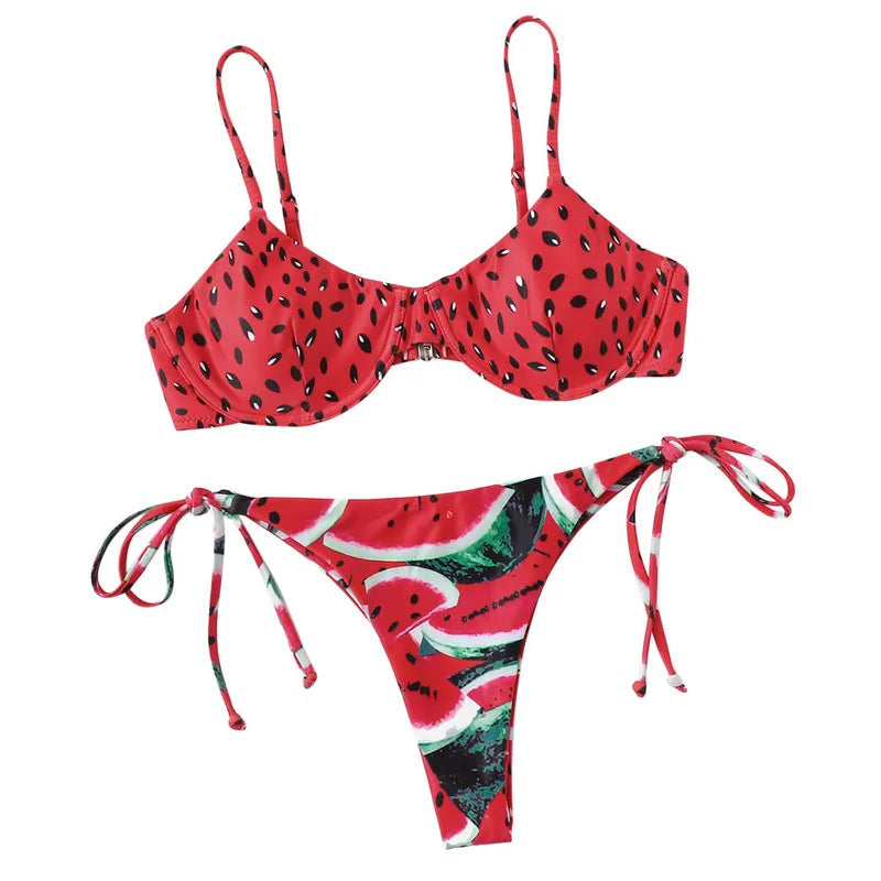 Split V-Neck Bikini Set