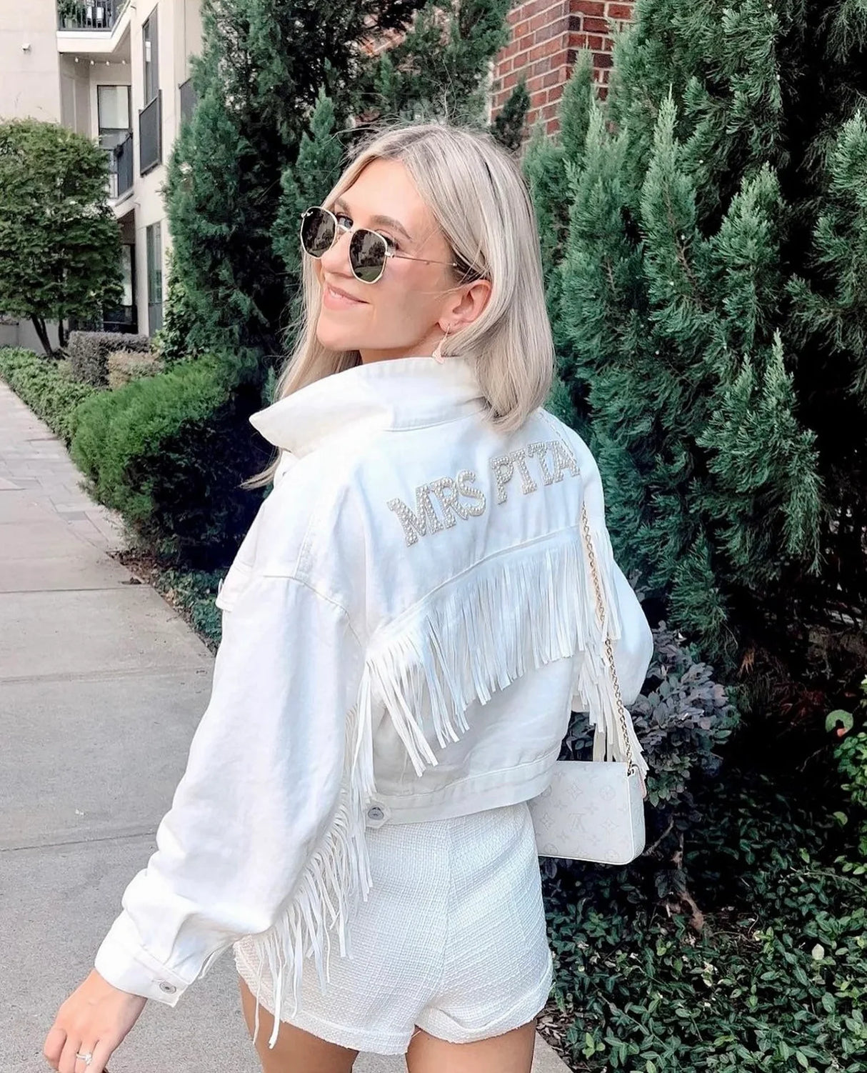 Personalised Pearl Denim Jacket for Bachelorette Party