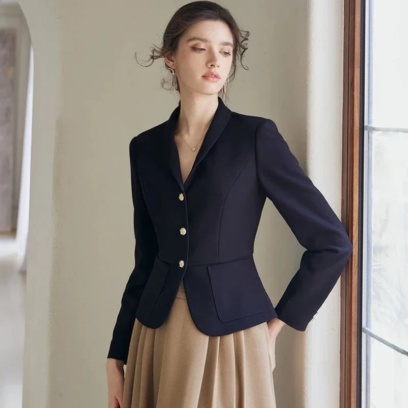 Slimette™ – Crop Blazer (Chic Black Fit, Youthful Korean Edge)