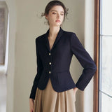 Slimette™ – Crop Blazer (Chic Black Fit, Youthful Korean Edge)
