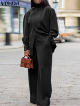 Plus Size High Neck Suit Set