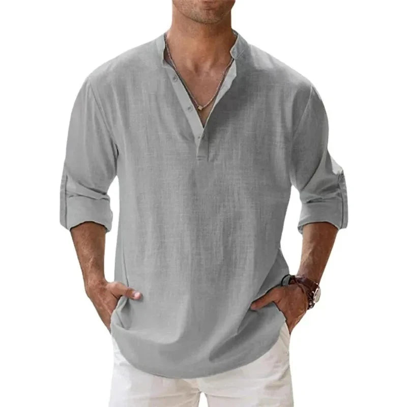 Men’s Linen Henley Shirt