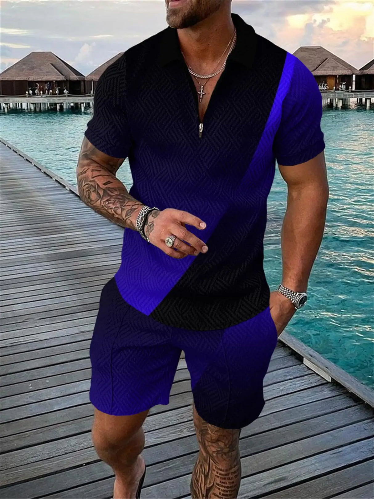 Men Polka Dot Shorts Set