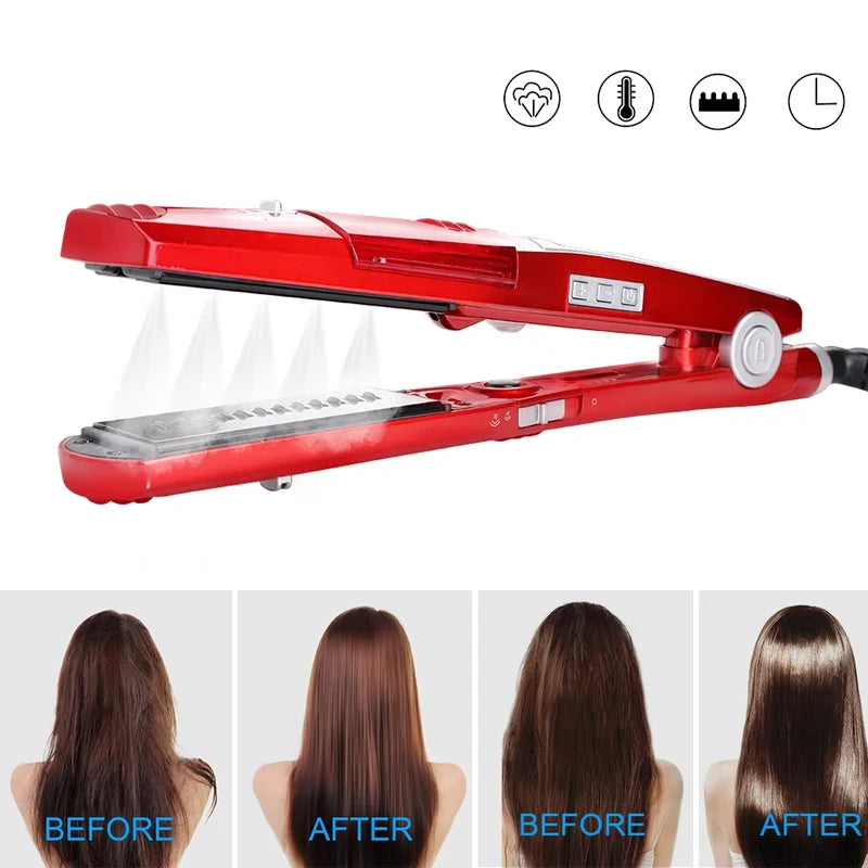 Steam Hair Straightening Brush Flat Iron