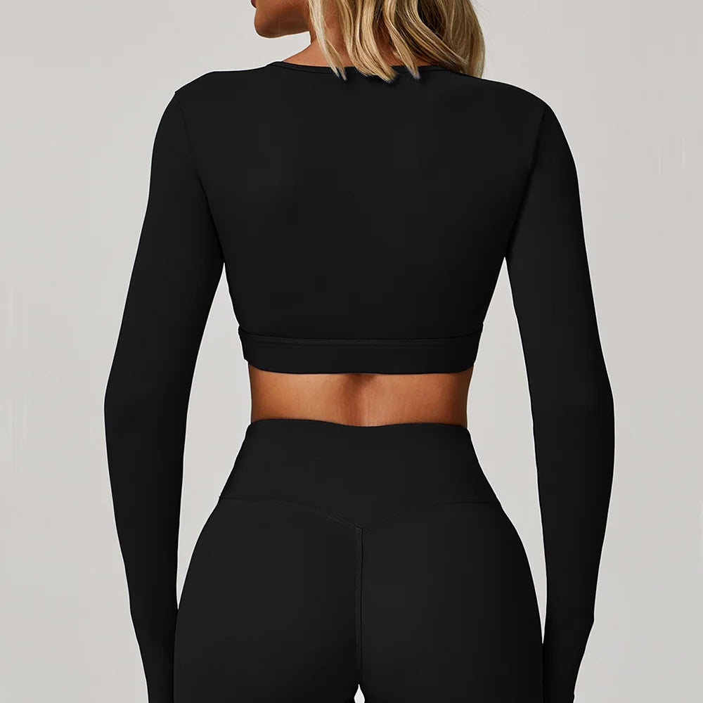 Women's Hollow Out Long Sleeve Yoga Shirt – Gym Workout Running Top