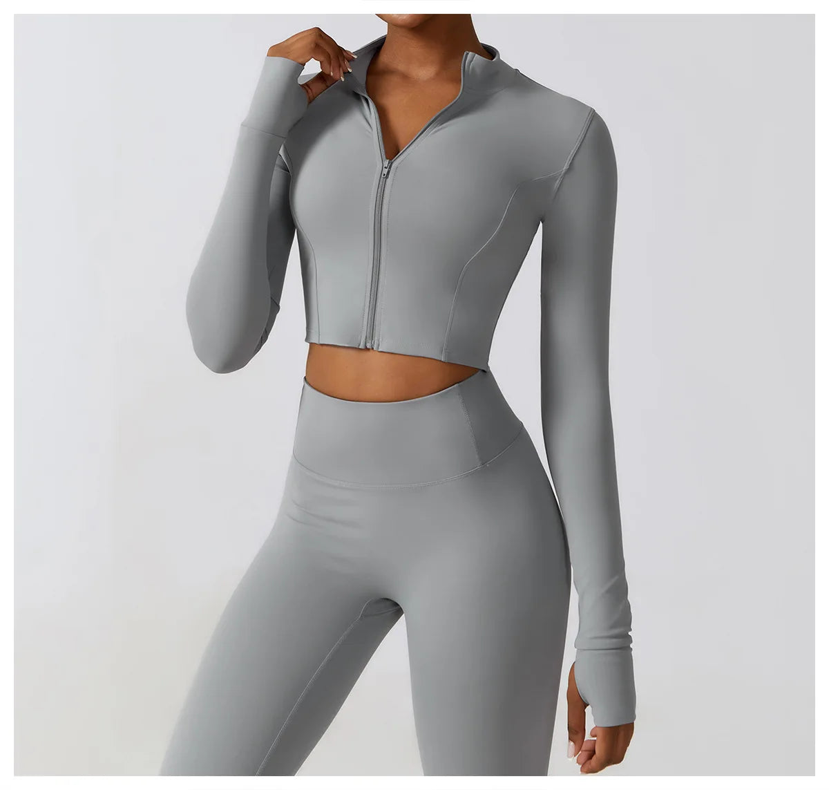Women's Sexy Zip Long Sleeve Yoga Jacket – Workout Running Cycling Top