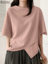 Women Asymmetrical O-Neck Tee