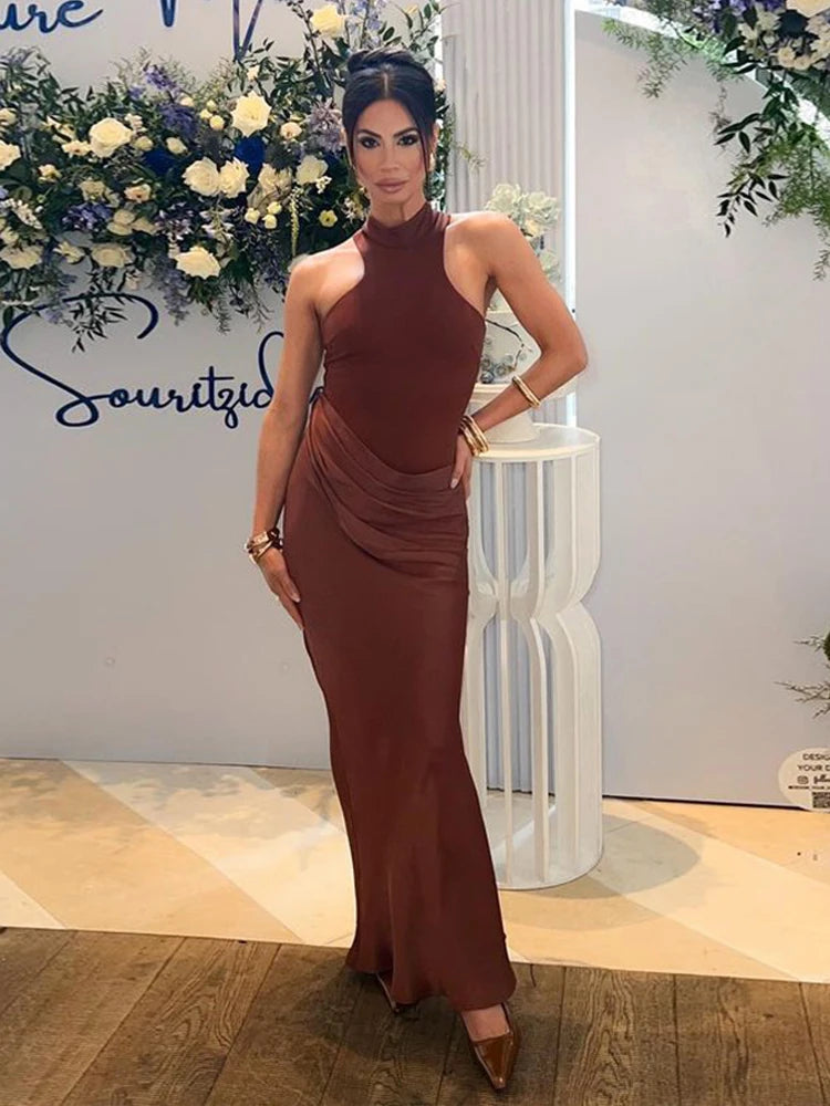Luxe Satin Cutout Maxi Dress