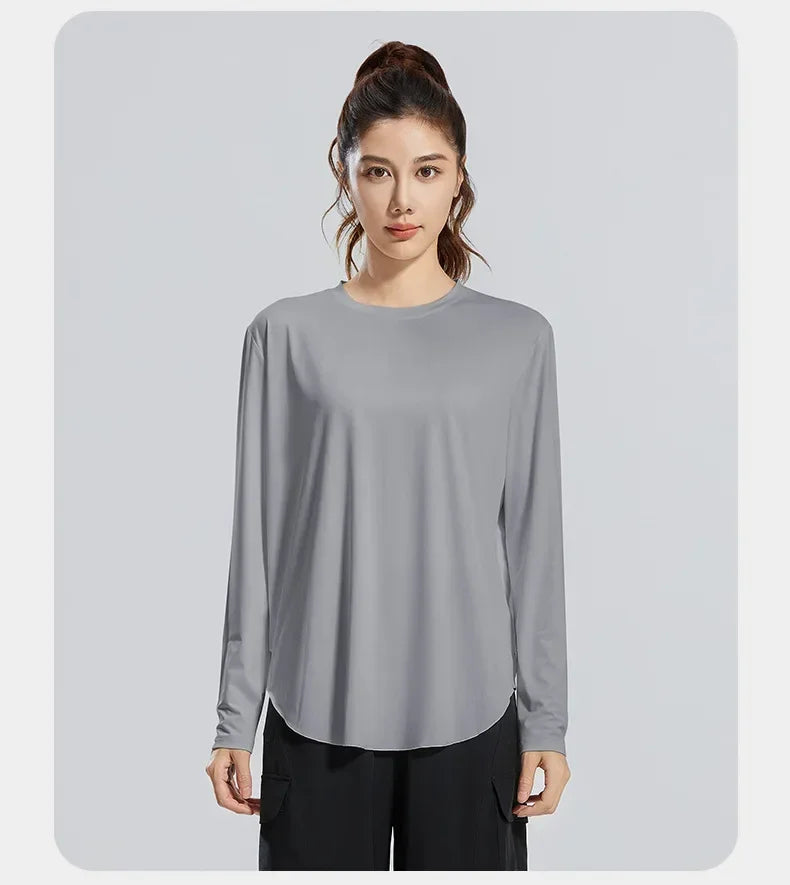 Women Loose Fit Yoga Cover Up Shirt