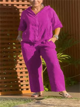 Plus Size Women's Suit – Cotton Hemp Hoodie & Pants