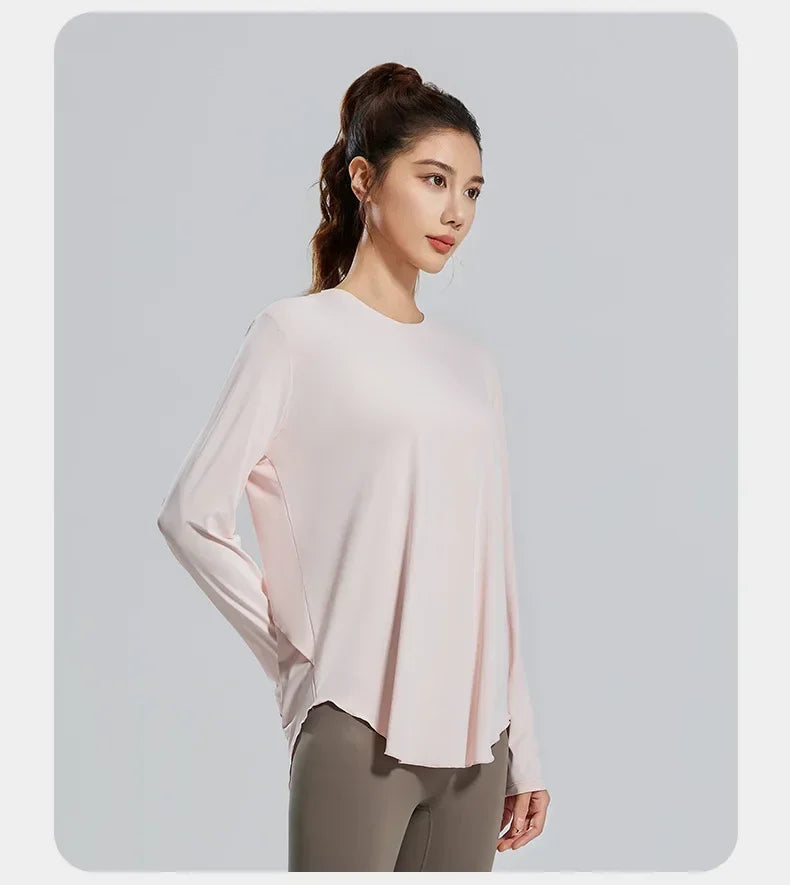Women Loose Fit Yoga Cover Up Shirt