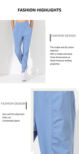 Hearuisavy Loose Quick-Dry Yoga Pants – Pleated Jogging Capris with Pockets