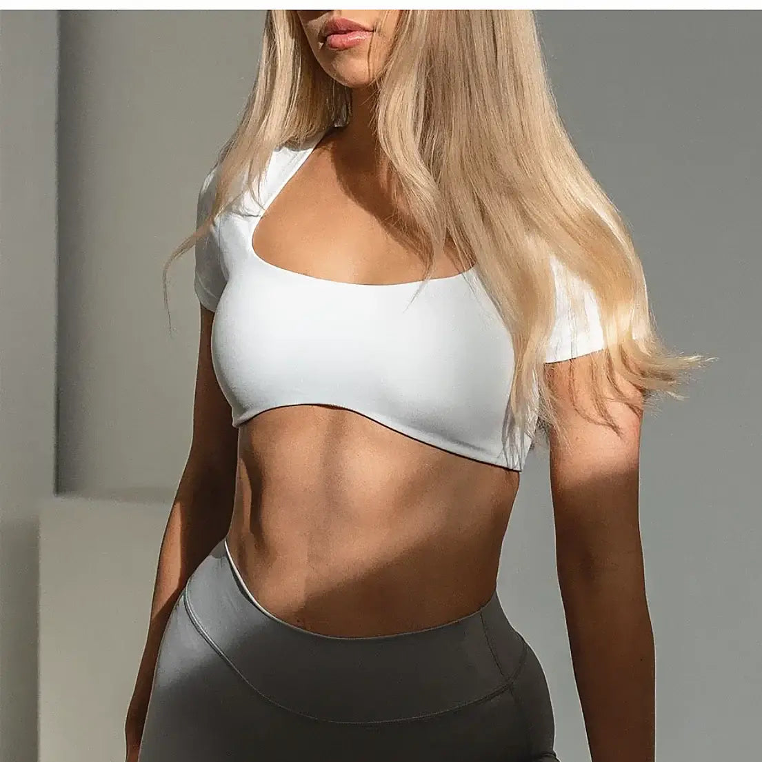 Women Short Sleeve Crop Yoga Shirt