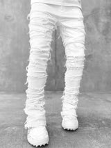 Men Patchwork Stacked Jeans