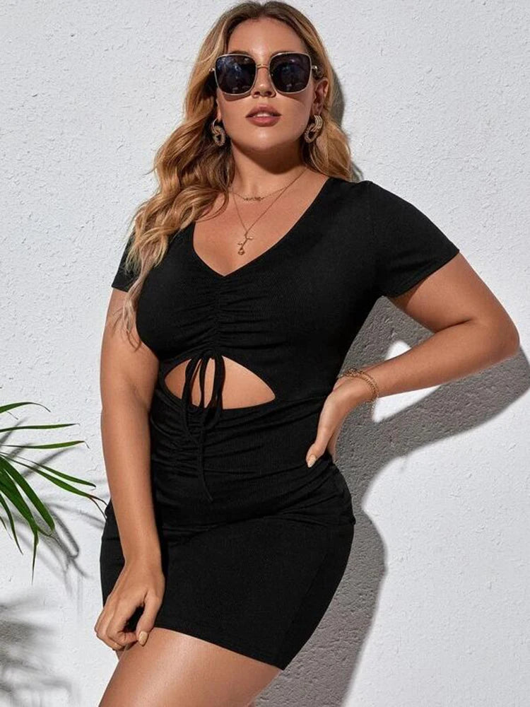 Women Drawstring Bodycon Dress