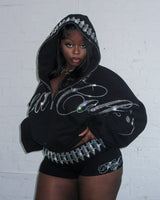 Rhinestone Cropped Hoodie