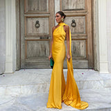 Luxe Satin Halter Evening Gown