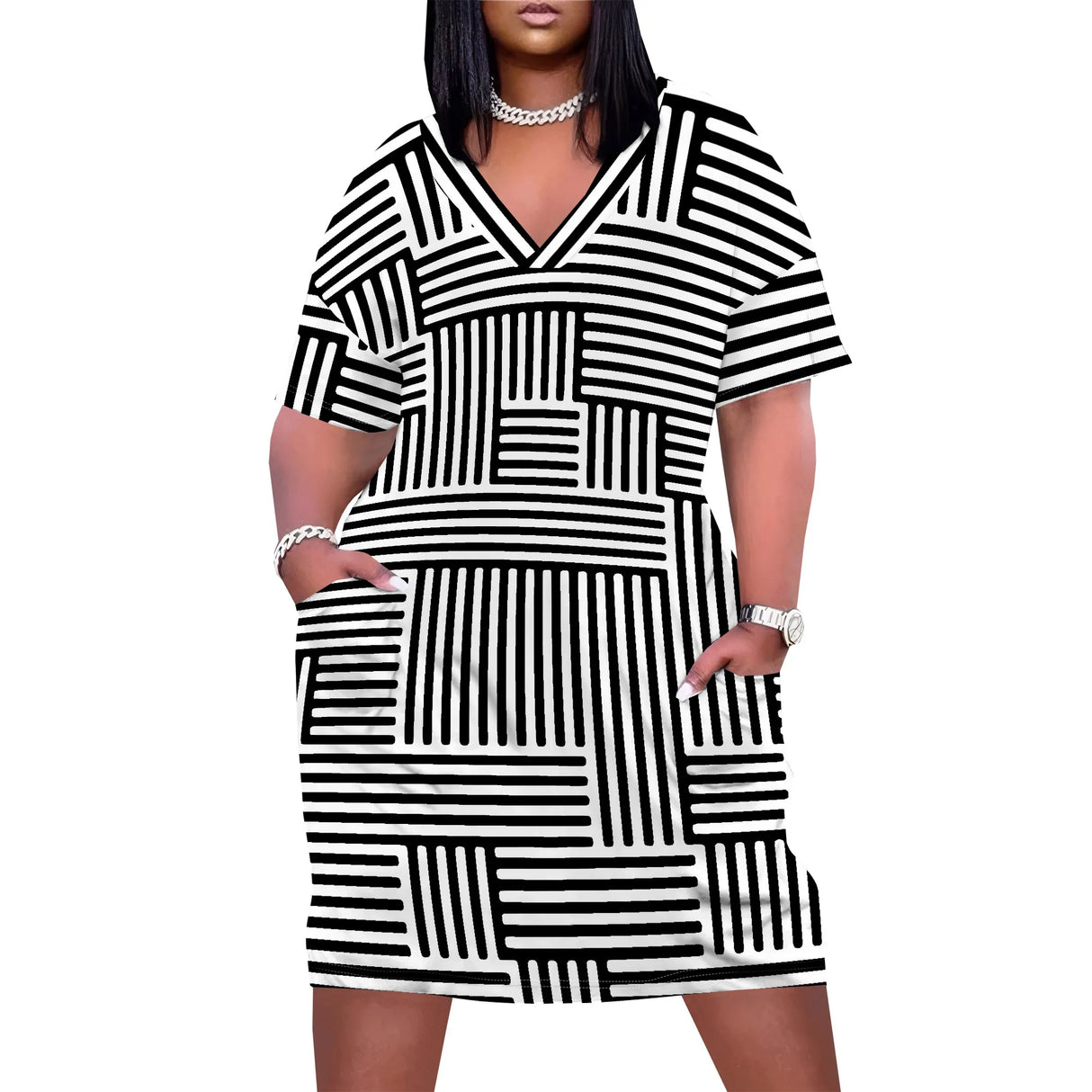 Women Sunflower V-Neck Beach Dress