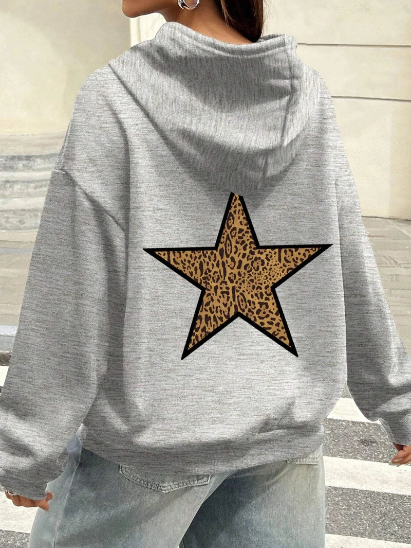 Leopard Print Fleece Hoodie