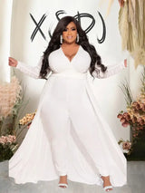 Women Mesh Lace Sleeve Pants Set