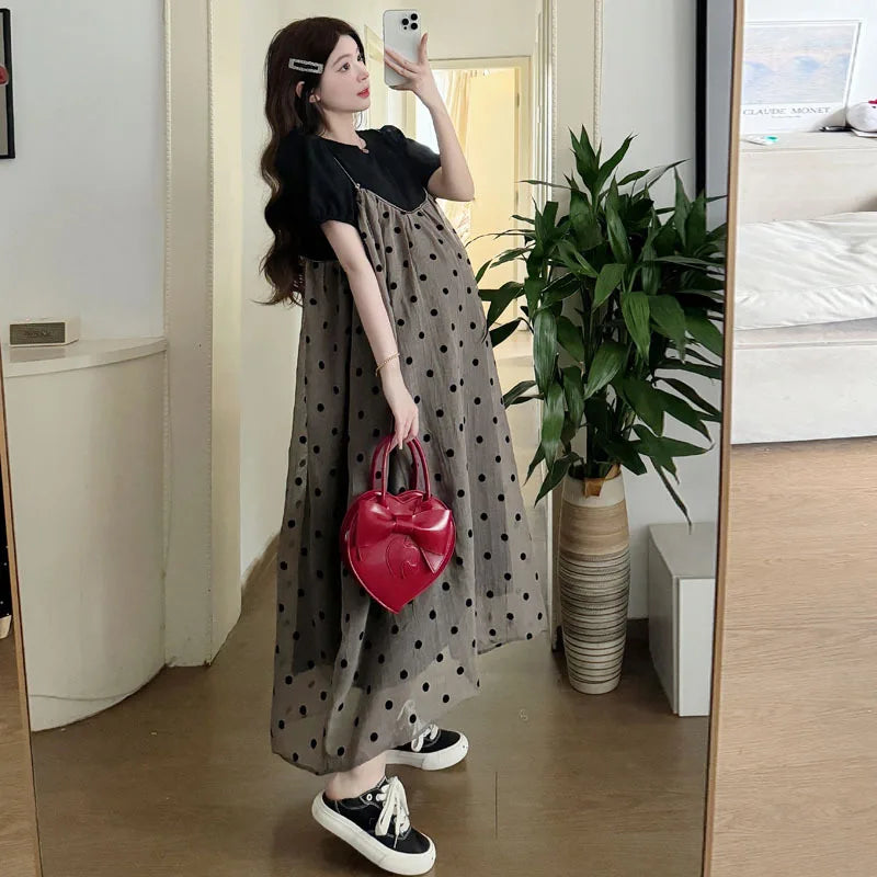 Summer Maternity Two-Piece Skirt Set