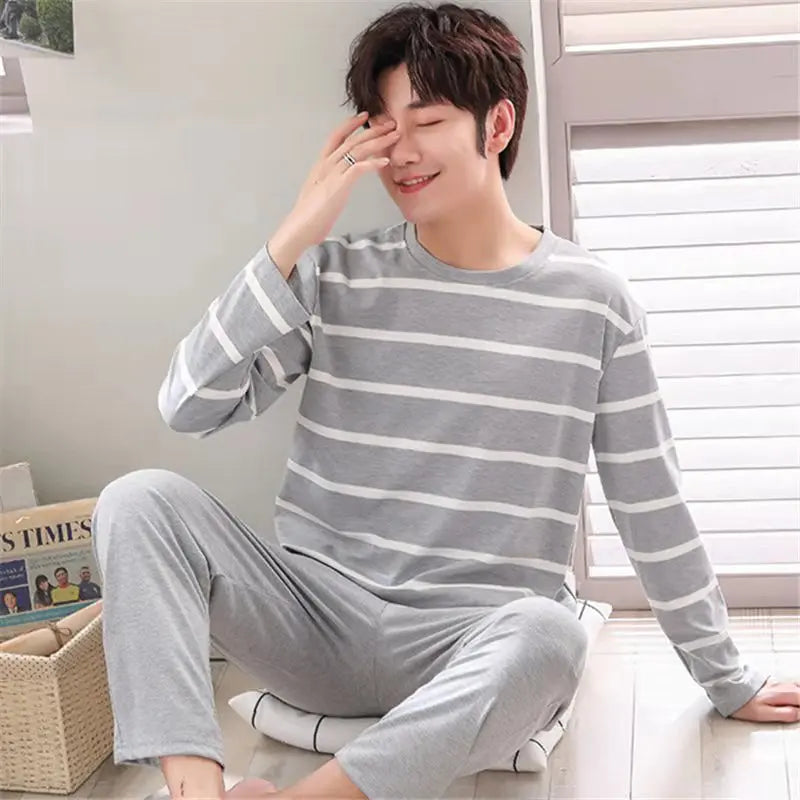 Men’s Cartoon Striped Pajama Set