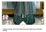 Gradient design underskirt featuring fluttering layers, neat body, and elegant drape for a stylish look.