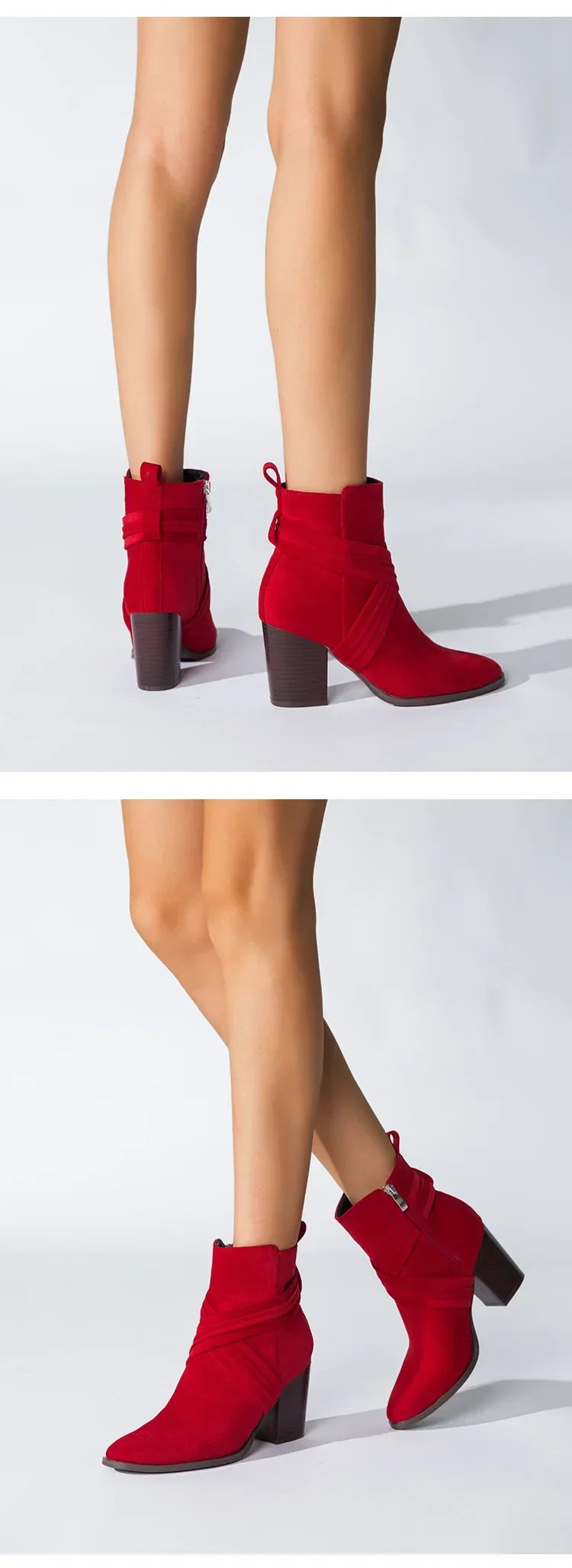 Women Pointed Toe Zipper Ankle Boots – Autumn High Heel Short Booties