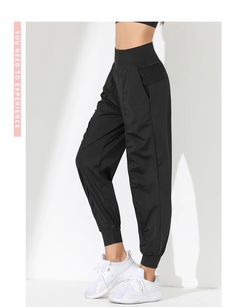 Hearuisavy Loose Quick-Dry Yoga Pants – Pleated Jogging Capris with Pockets