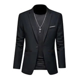 Men Slim Fit Single Button Blazer