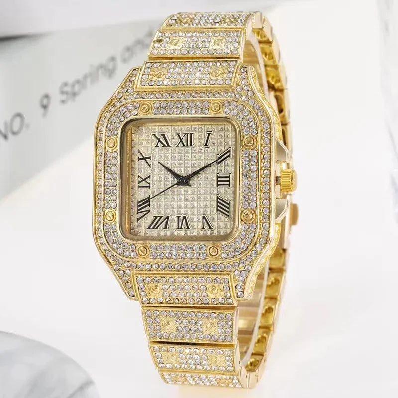 Luxury Rhinestone Gold Unisex Watch