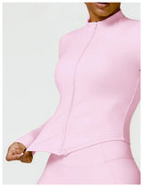 Women's Zip Long Sleeve Yoga Jacket – Gym Push-Up Sportswear Top