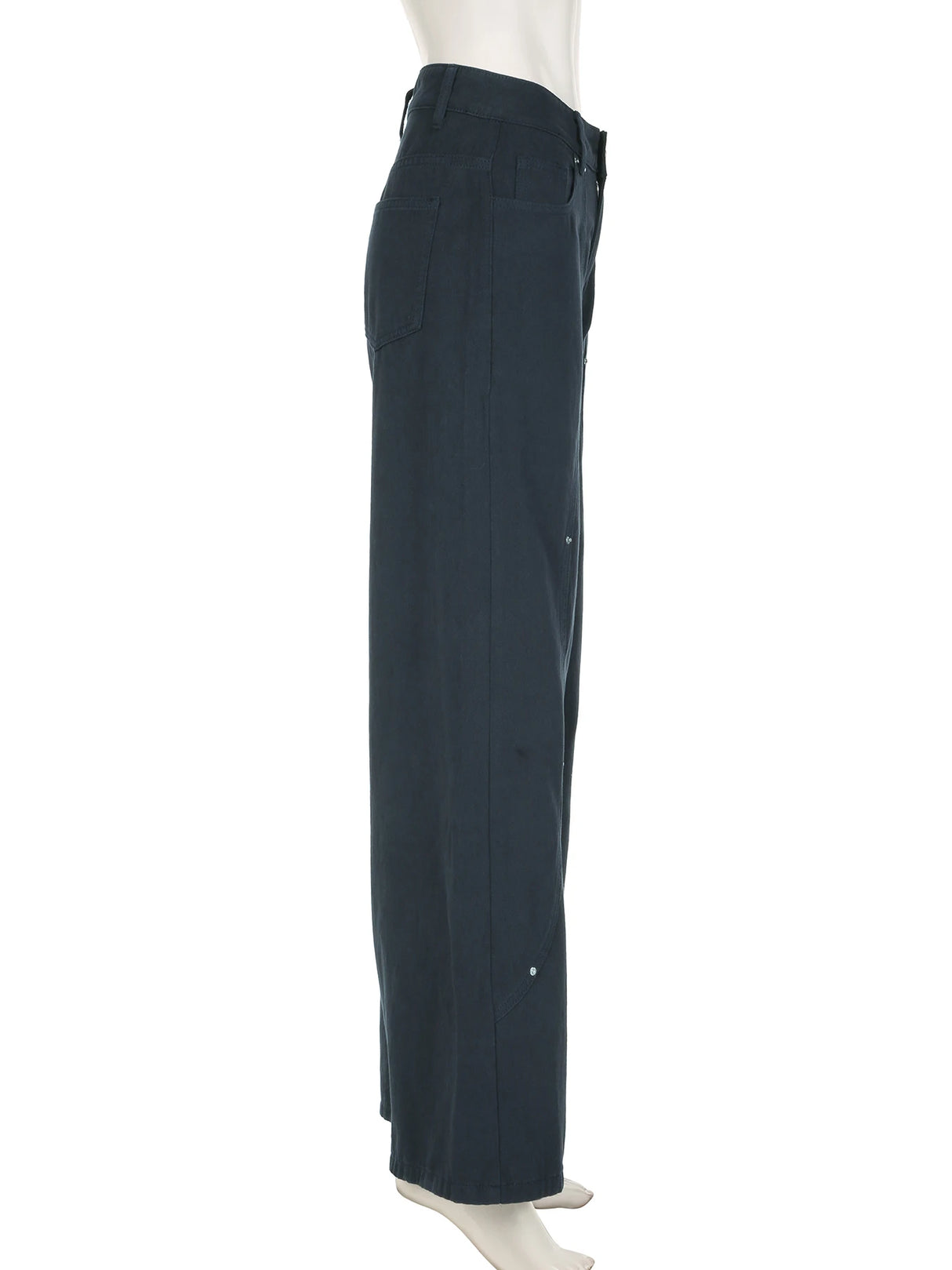 Women Low-Waist Rivet Wide Jeans