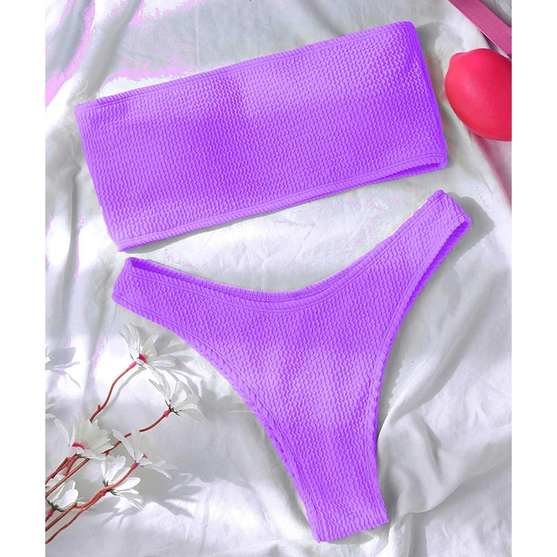 Textured High Cut Bikini