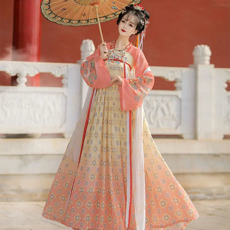 Elegant Tang Suit Hanfu costume for women, featuring a traditional design perfect for Halloween cosplay.