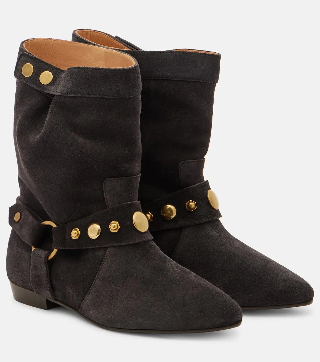 Women Rivet Embellished Ankle Boots – Casual Pointed Toe Suede