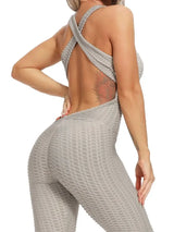 FlexFemme™ – Backless Halter Fitness Jumpsuit (Breathable, Sculpting & Supportive)