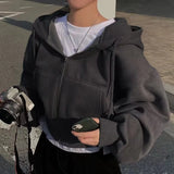 Women's Y2K Cropped Zip Hoodie